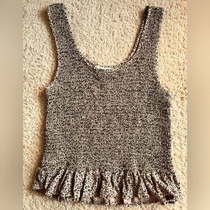 Japna Womens Smocked Tank Top Animal Print with Ruffles